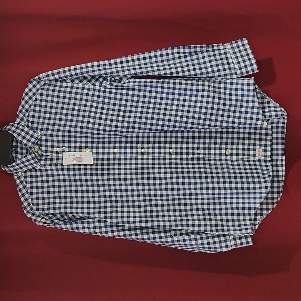 Vineyard Vines Classic Fit Murray Blue Checker Long Sleeve Button Up - Small NWT - Picture 1 of 8